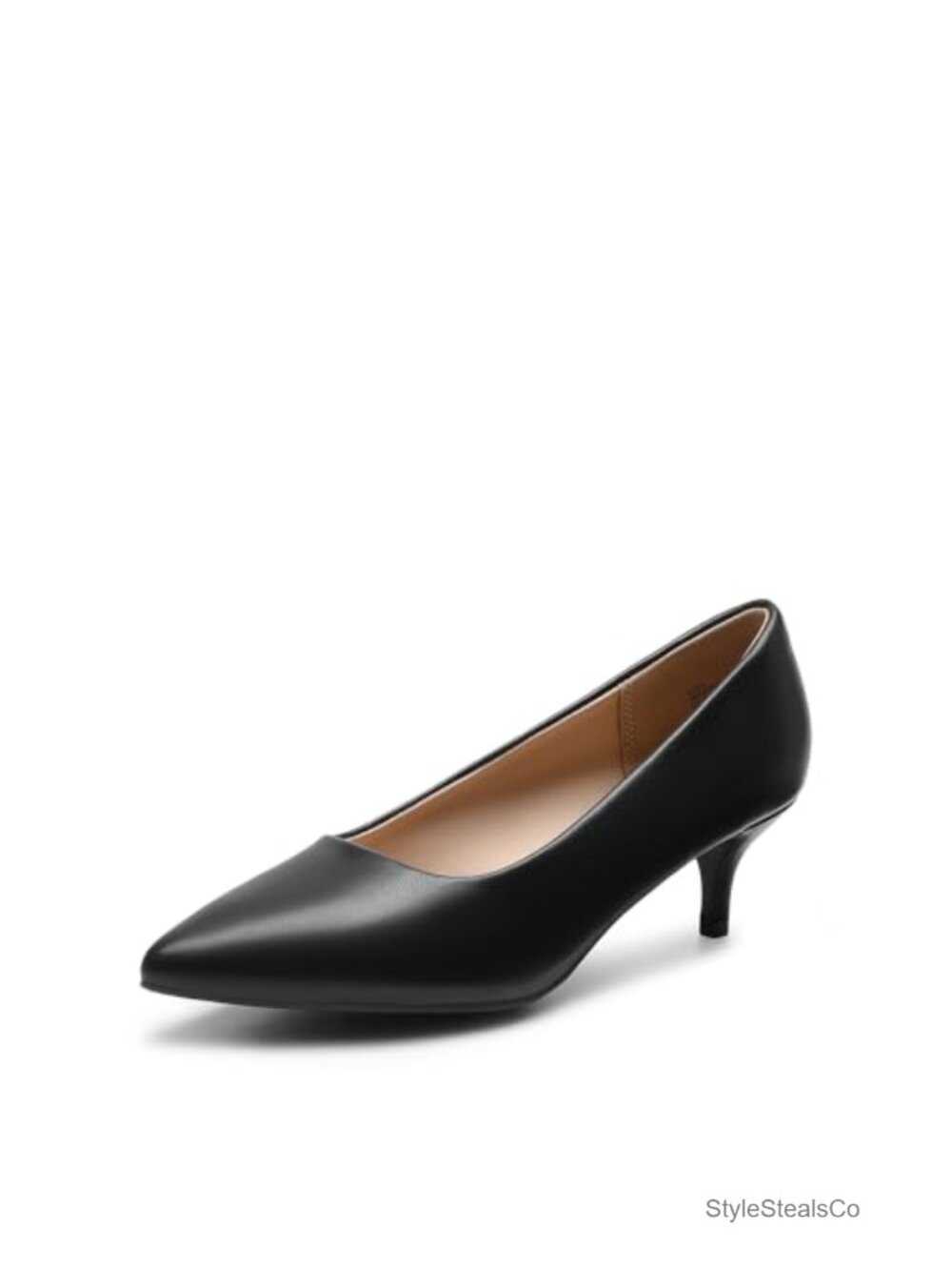 Kitten Heel Pointed Toe Pumps Faux Leather Formal Shoes